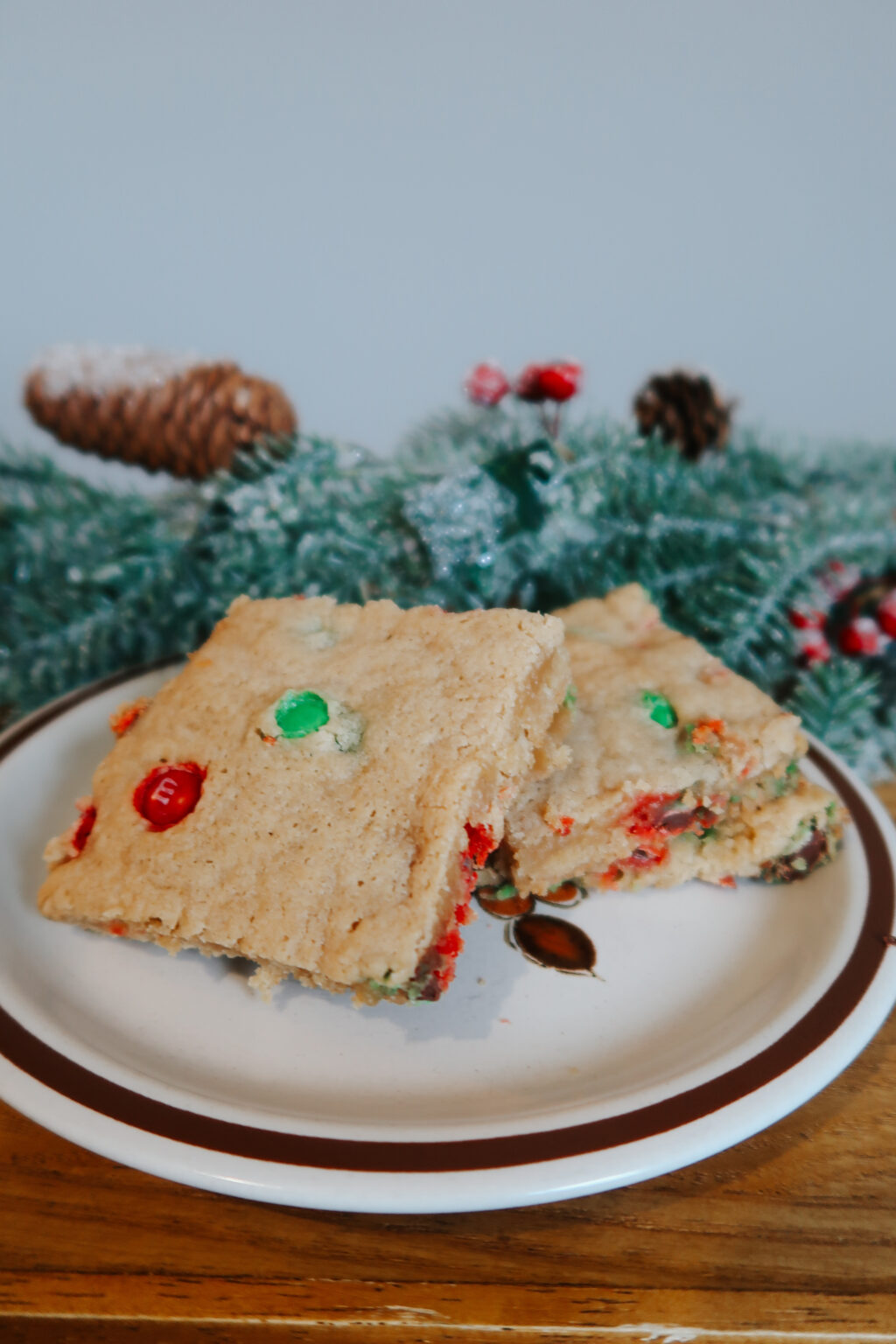 christmas m&m cookie bars