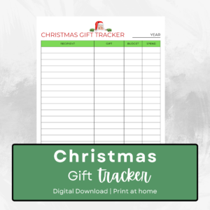 christmas gift tracker printable
