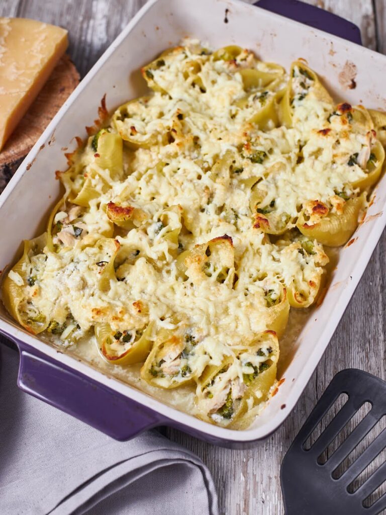 Chicken Broccoli Alfredo Stuffed Shells